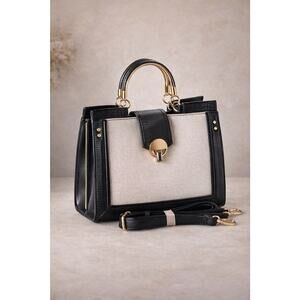 Faith Debenhams Black Croc Embossed Structured Satchel Crossbody Bag NEW